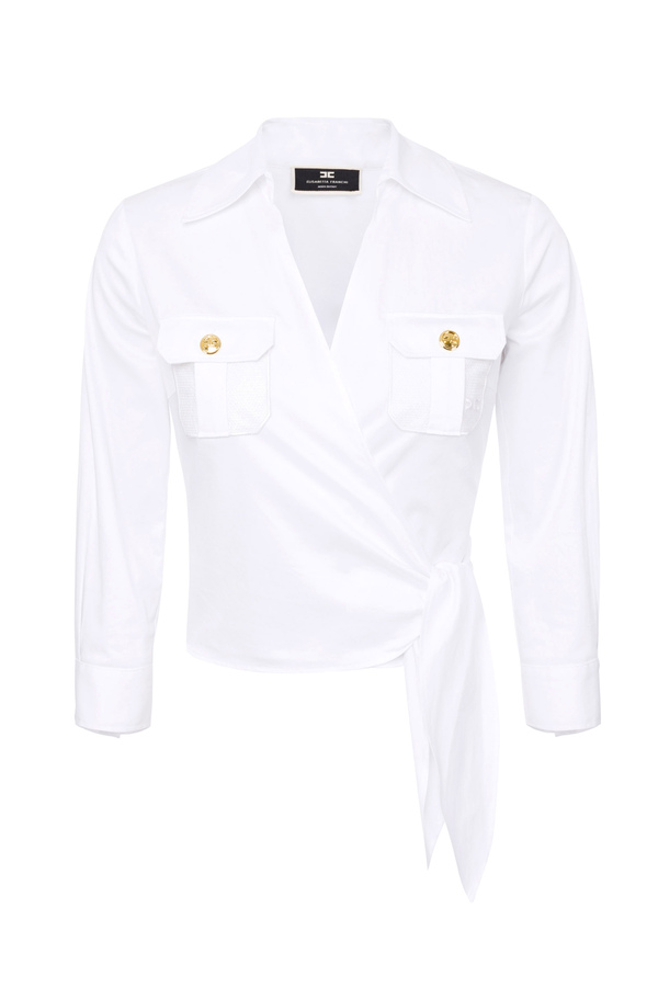 Crossover safari shirt with pocket - Elisabetta Franchi® Outlet