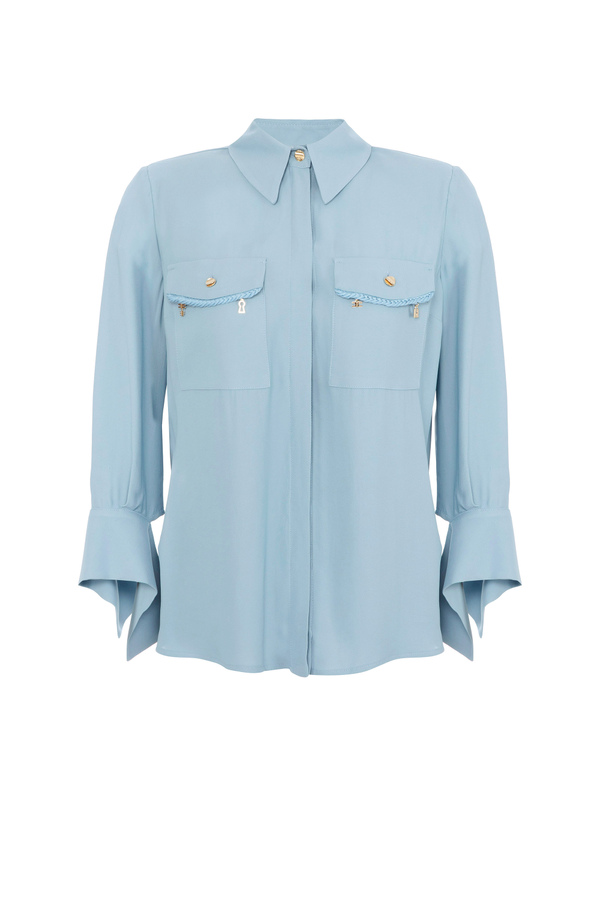 Shirt with straps and straight line - Elisabetta Franchi® Outlet