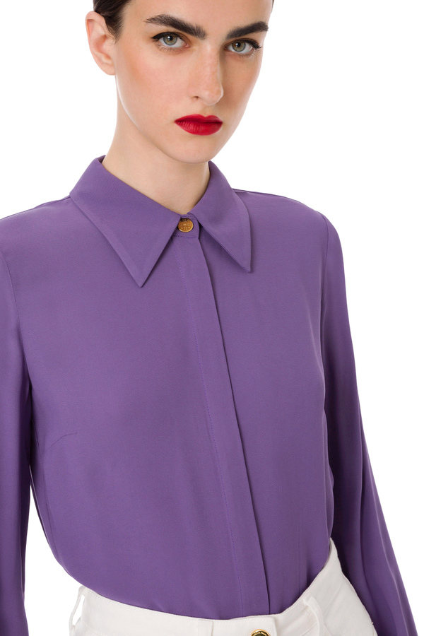 Blouse in georgette fabric with loose line - Elisabetta Franchi® Outlet