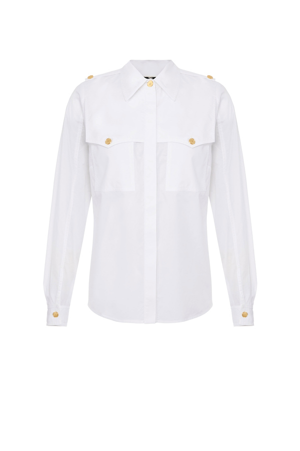 Camisa de popelina de algodón - Elisabetta Franchi® Outlet