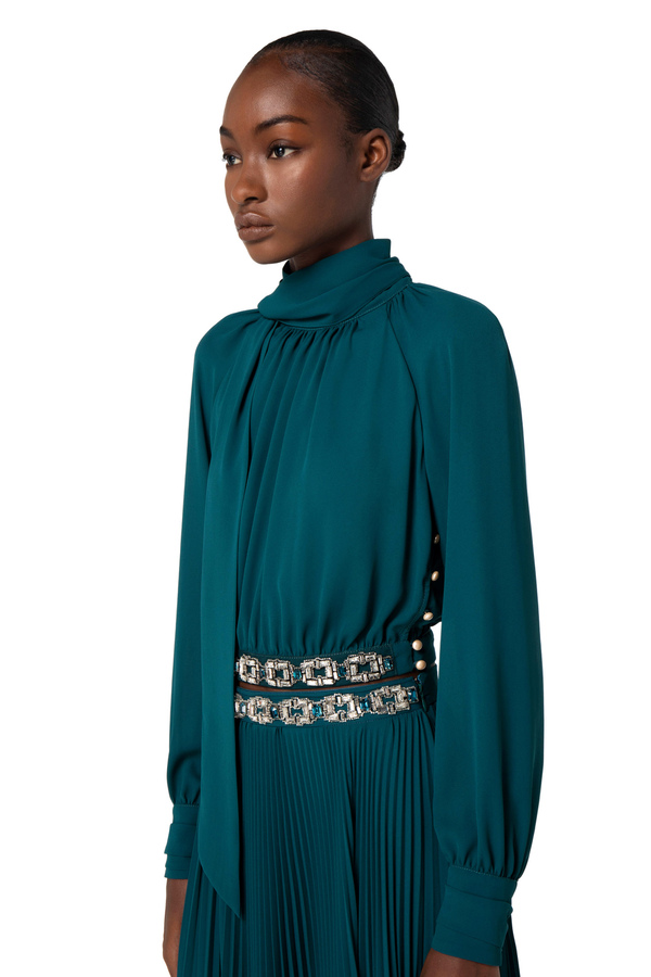 Blouse in viscose fabric with rhinestones - Elisabetta Franchi® Outlet