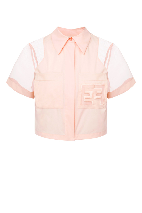 Short-sleeved blouse in organza and embroidery - Elisabetta Franchi® Outlet