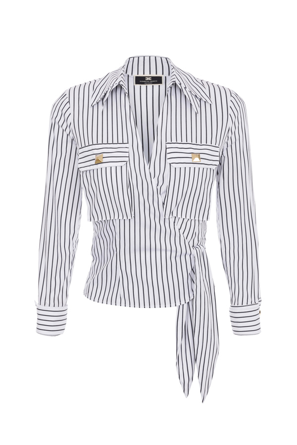 Camisa crop de popelina de algodón - Elisabetta Franchi® Outlet