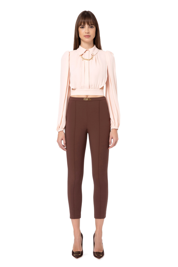 Cropped shirt with important collar - Elisabetta Franchi® Outlet
