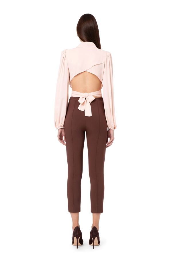 Cropped shirt with important collar - Elisabetta Franchi® Outlet