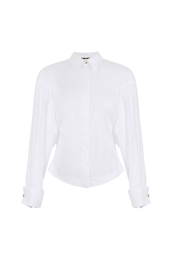 Camicia in popeline di cotone con arricciatura - Elisabetta Franchi® Outlet