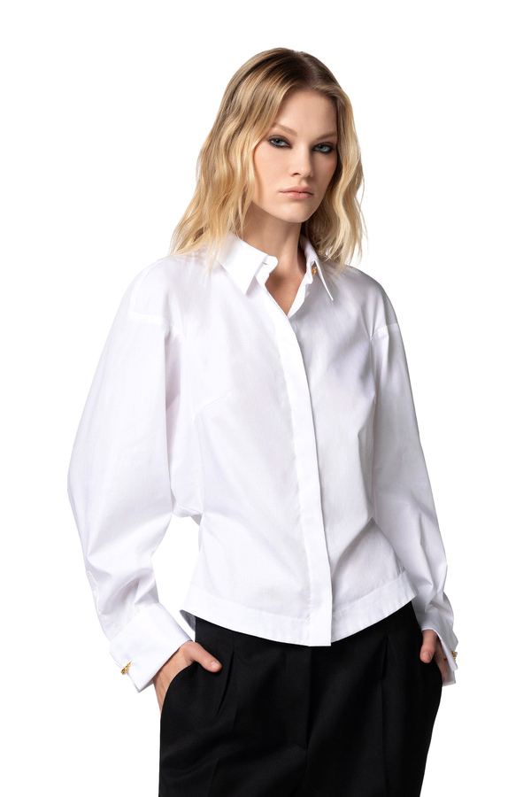 Camicia in popeline di cotone con arricciatura - Elisabetta Franchi® Outlet