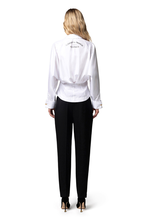 Camicia in popeline di cotone con arricciatura - Elisabetta Franchi® Outlet