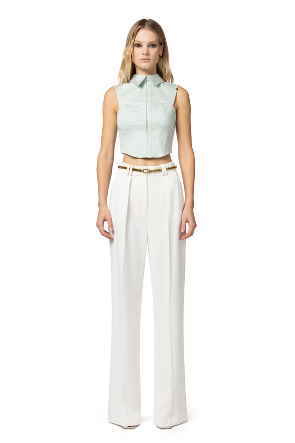 Cotton poplin bustier-style shirt - Elisabetta Franchi® Outlet