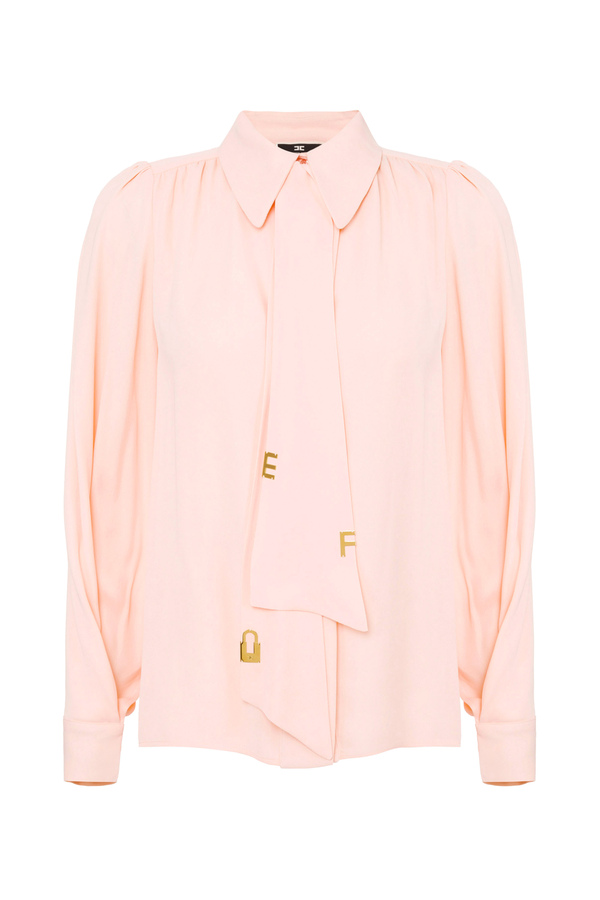 Blouse with scarf and light gold details - Elisabetta Franchi® Outlet