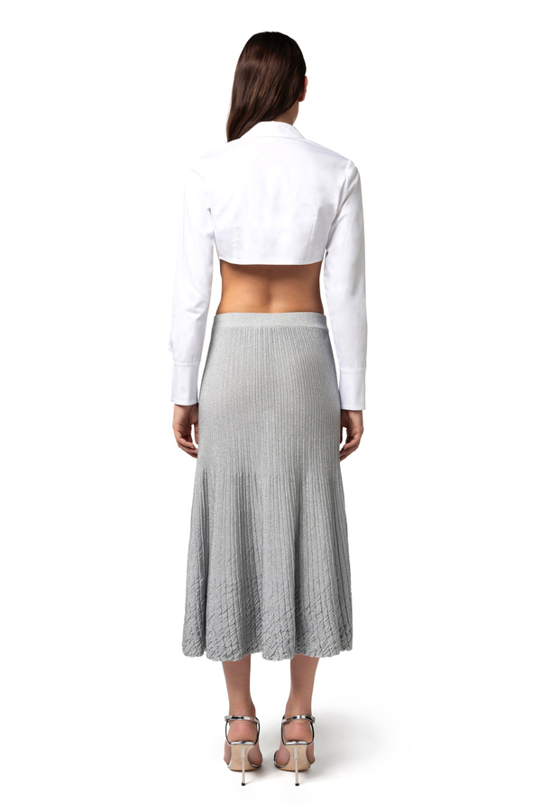 Cropped cotton poplin shirt - Elisabetta Franchi® Outlet