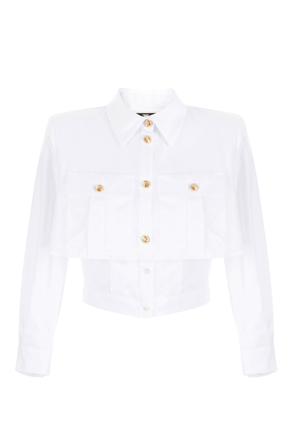 Double-layered cotton poplin shirt - Elisabetta Franchi® Outlet