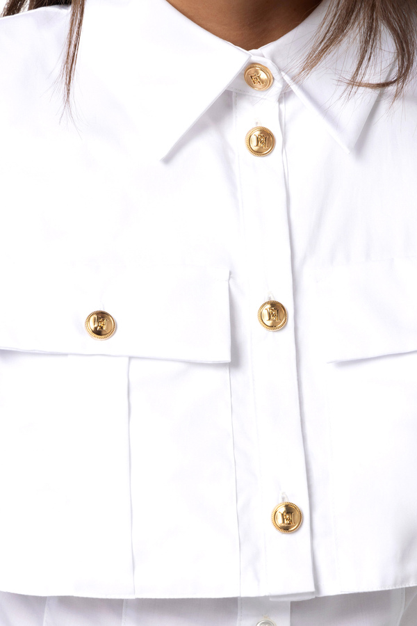 Double-layered cotton poplin shirt - Elisabetta Franchi® Outlet