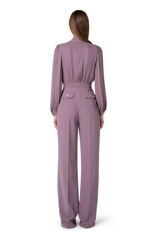 Chemise crop en viscose avec plaques à logo - Elisabetta Franchi® Outlet