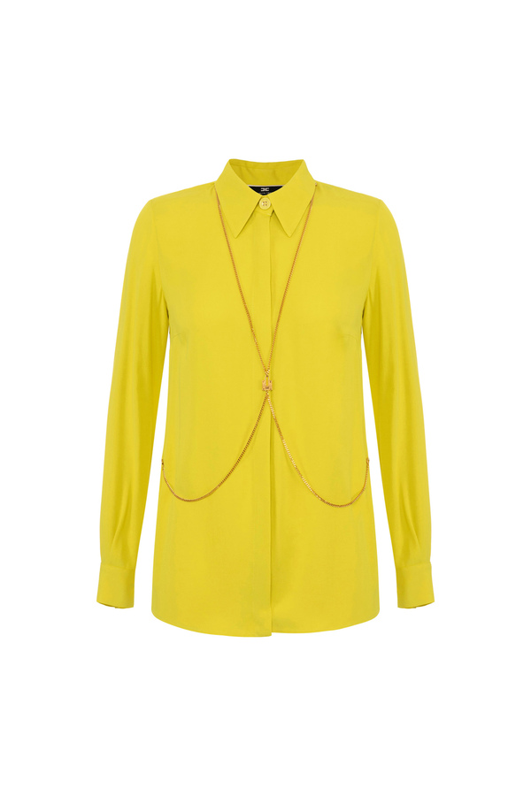 Blouse in viscose georgette fabric with body chain - Elisabetta Franchi® Outlet