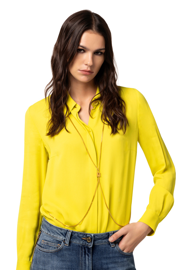 Blouse in viscose georgette fabric with body chain - Elisabetta Franchi® Outlet