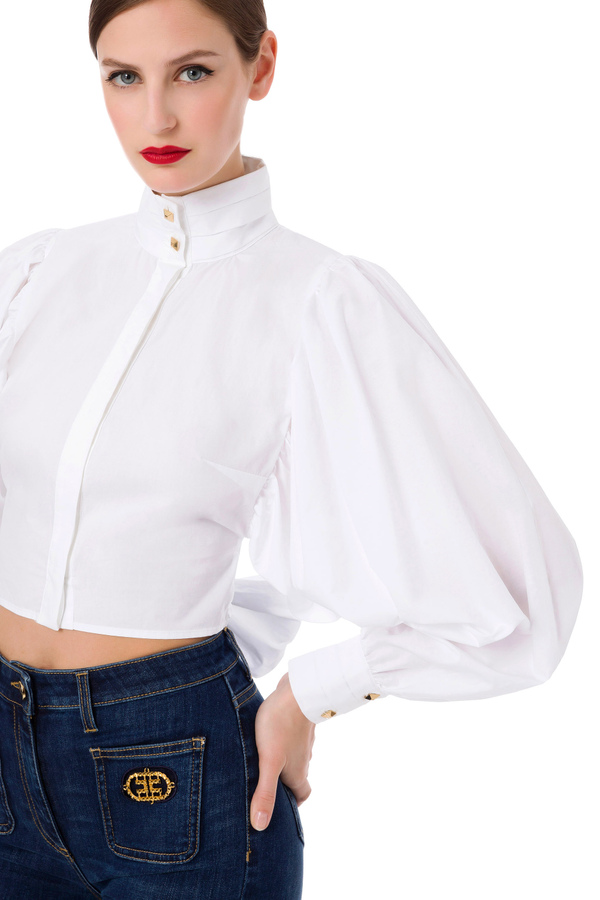 Chemise courte avec maxi nœud arrière - Elisabetta Franchi® Outlet