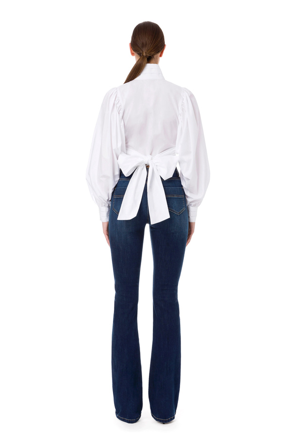 Short shirt with maxi bow on the back - Elisabetta Franchi® Outlet