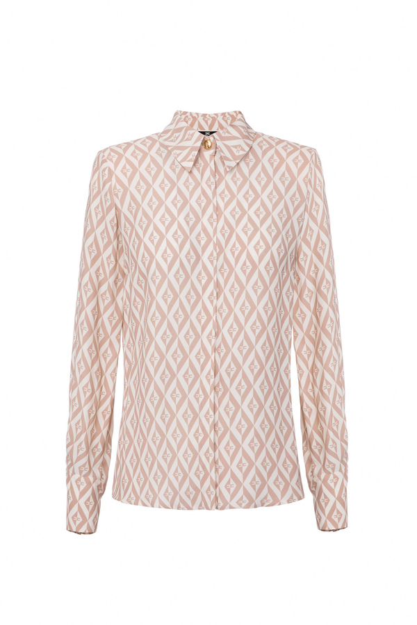 Camisa de viscosa con estampado de rombos - Elisabetta Franchi® Outlet