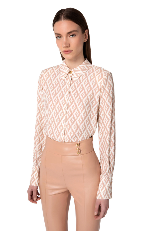 Blouse in viscose with diamond print - Elisabetta Franchi® Outlet