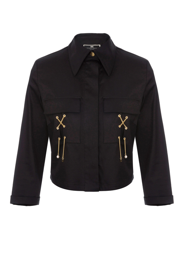 Short shirt with criss cross pattern - Elisabetta Franchi® Outlet
