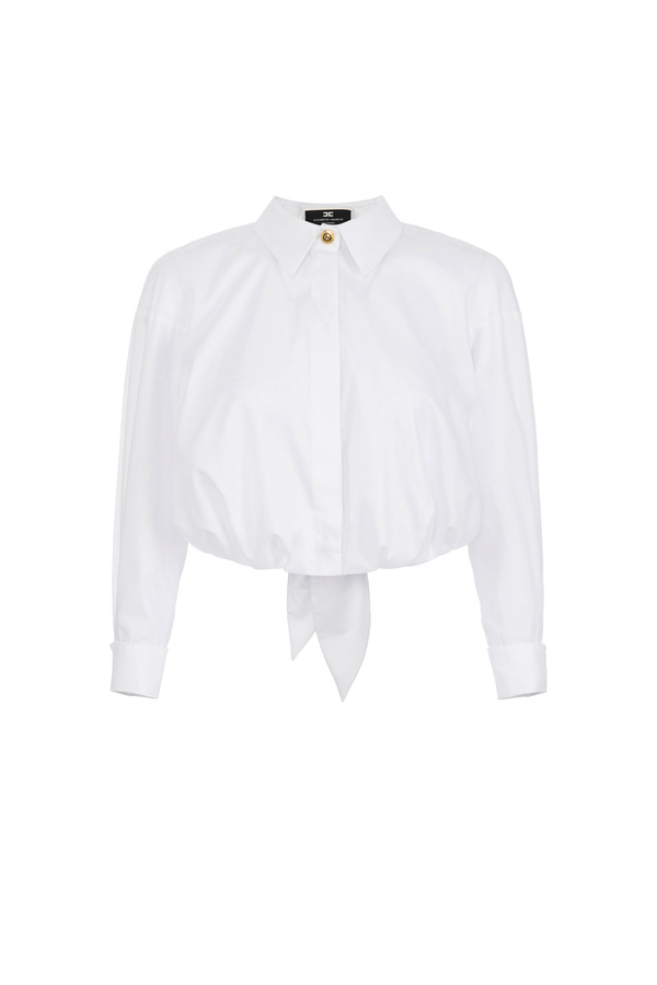 Cropped cotton poplin shirt - Elisabetta Franchi® Outlet