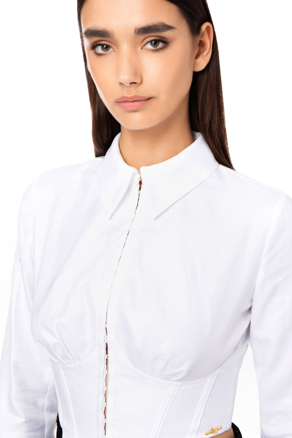 Cropped bustier shirt - Elisabetta Franchi® Outlet