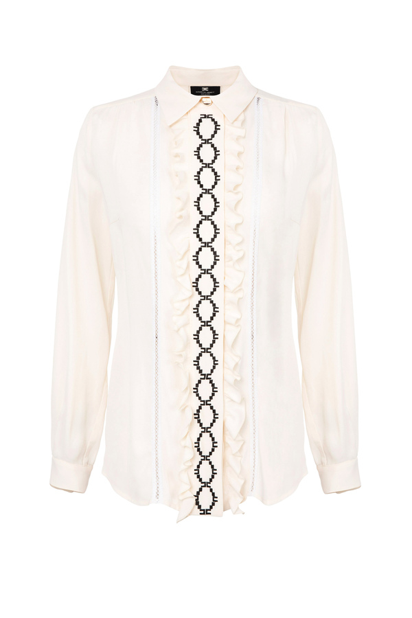 Camisa de georgette con estampado de rombos - Elisabetta Franchi® Outlet