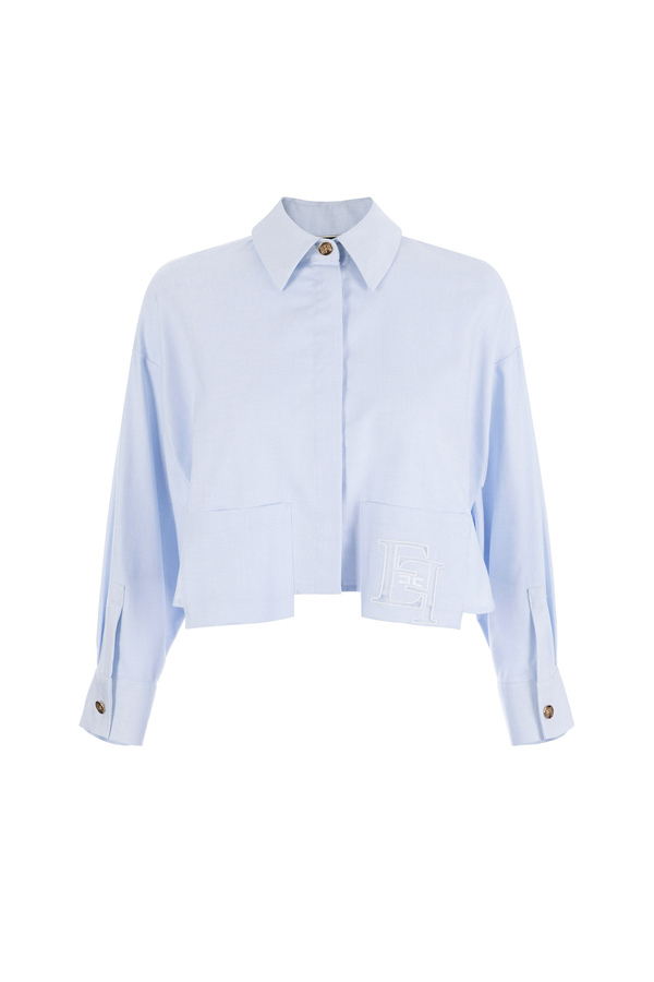 Camicia cropped in popeline di cotone - Elisabetta Franchi® Outlet