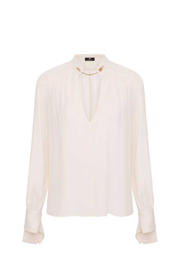 Camisa de viscosa con puños largos - Elisabetta Franchi® Outlet