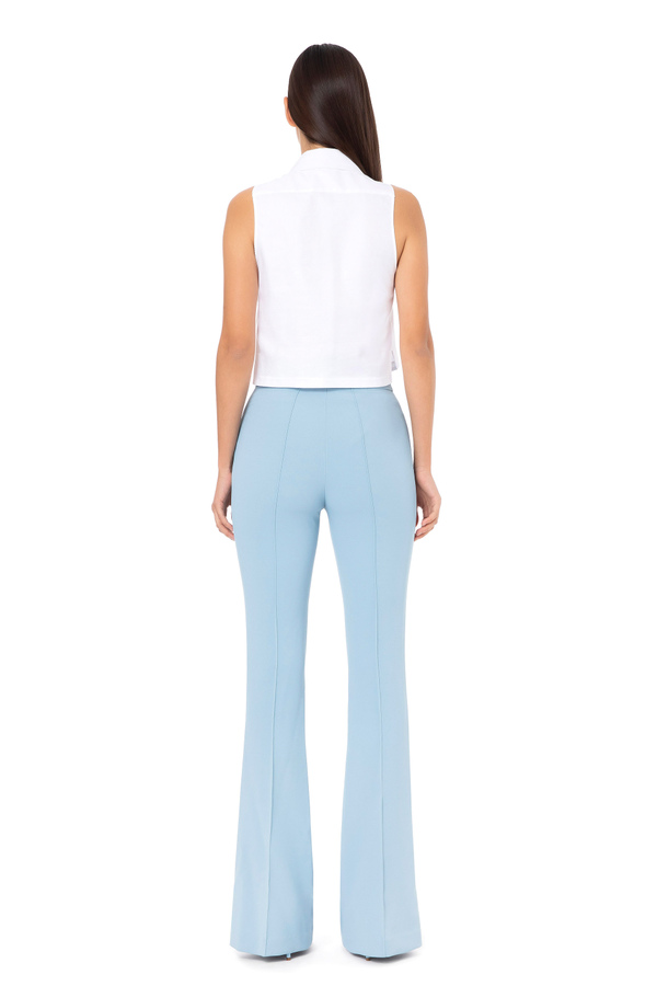 Cropped sleeveless shirt with a boxy line - Elisabetta Franchi® Outlet