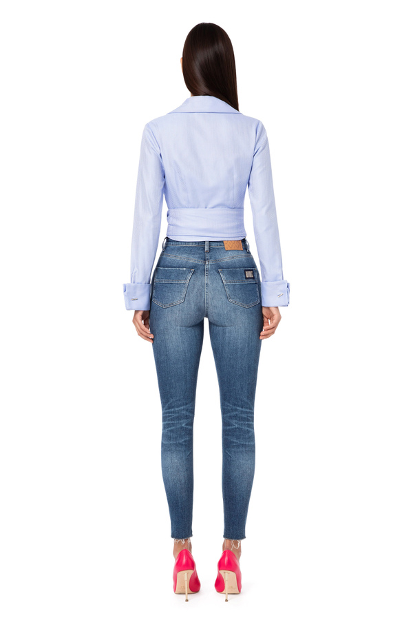 Camisa de manga larga con puño a gemelo ancho - Elisabetta Franchi® Outlet