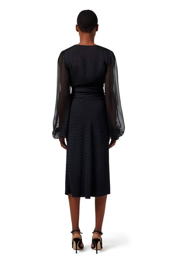 Camicia in voile di seta con fusciacca - Elisabetta Franchi® Outlet