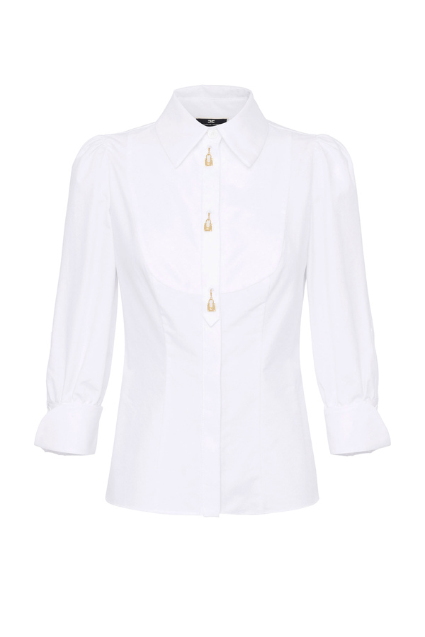 Cotton shirt with charms detail - Elisabetta Franchi® Outlet
