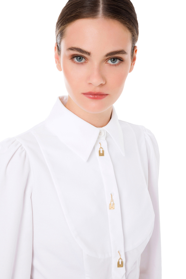 Cotton shirt with charms detail - Elisabetta Franchi® Outlet
