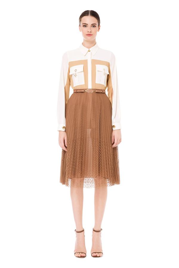 Contrasting colour blouse with safari details - Elisabetta Franchi® Outlet
