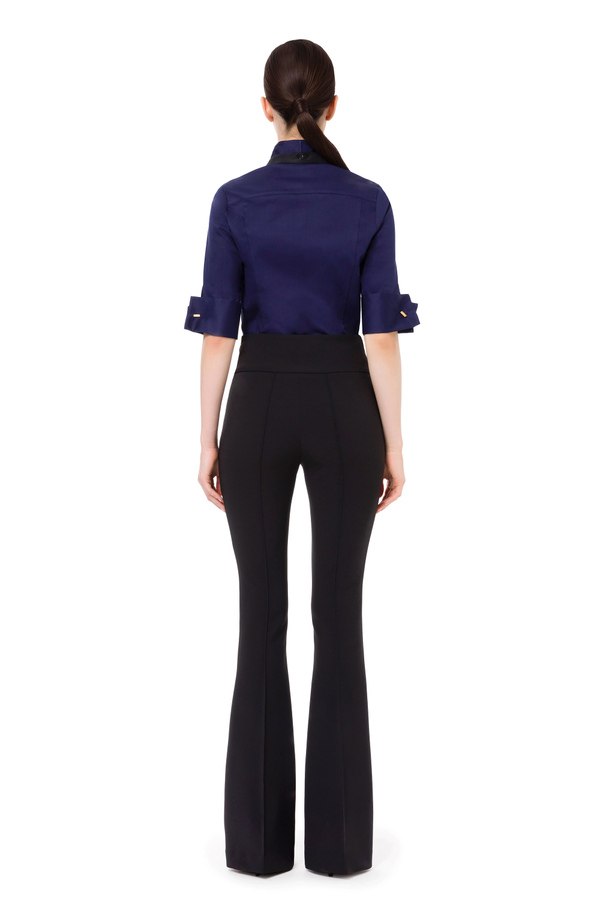 Short-sleeved shirt with studs and articulated bow tie - Elisabetta Franchi® Outlet