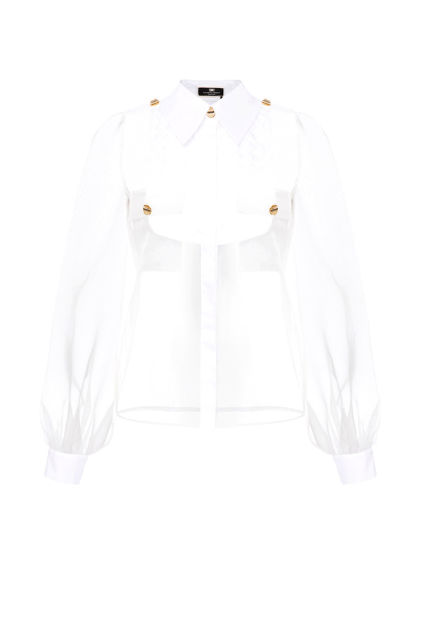 Blouse in organza fabric with dickey - Elisabetta Franchi® Outlet