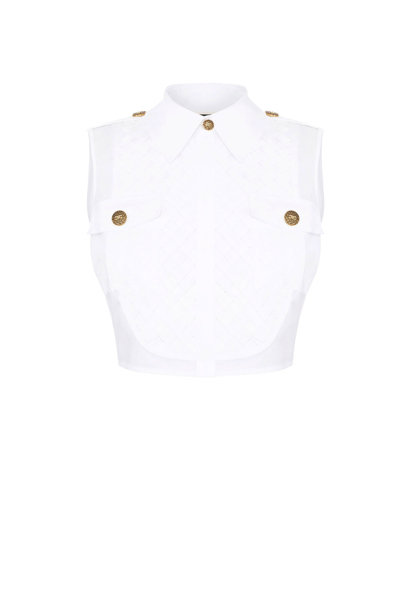Chemise courte avec plastron élégant - Elisabetta Franchi® Outlet