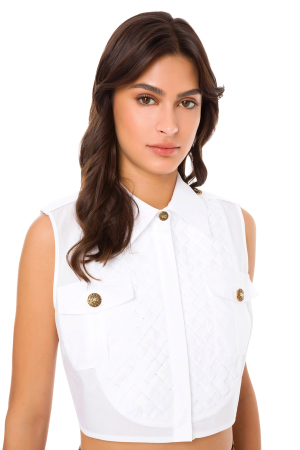 Short blouse with elegant ascot tie - Elisabetta Franchi® Outlet