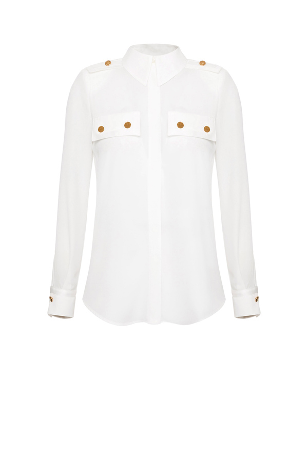 Long sleeved blouse with flaps - Elisabetta Franchi® Outlet