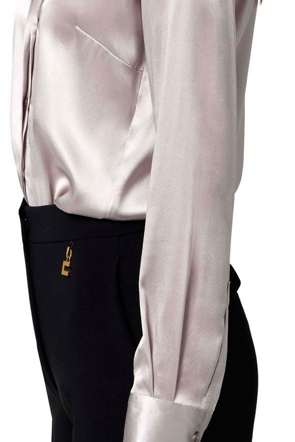 Silk satin straight blouse - Elisabetta Franchi® Outlet