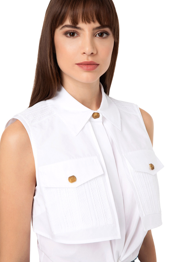 Cropped shirt with lace pattern - Elisabetta Franchi® Outlet