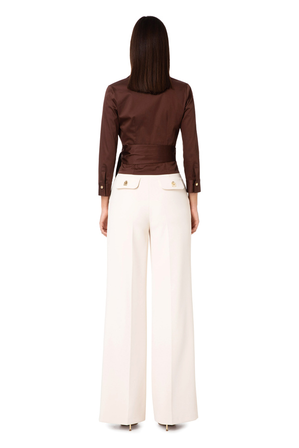 Crossover shirt with pockets and tassels - Elisabetta Franchi® Outlet