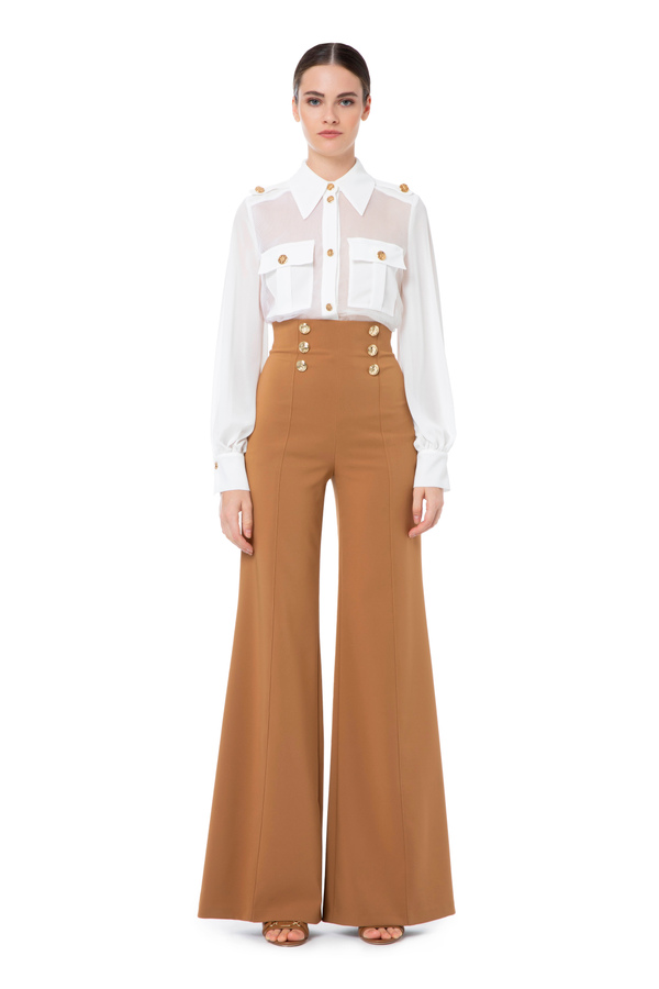 Blouse in organza fabric with flaps - Elisabetta Franchi® Outlet