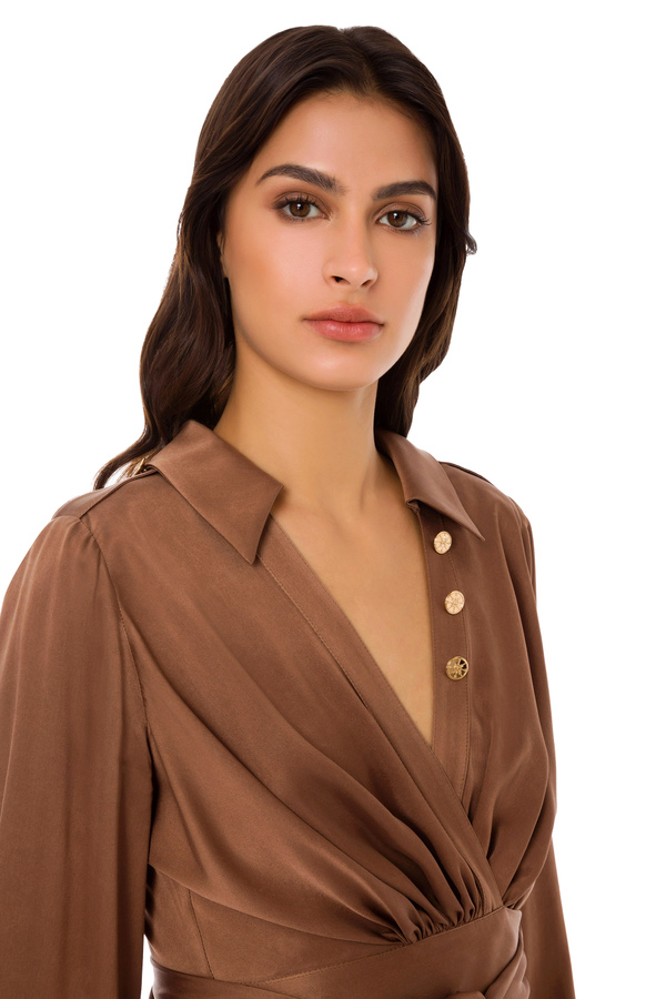 Silk satin short blouse - Elisabetta Franchi® Outlet
