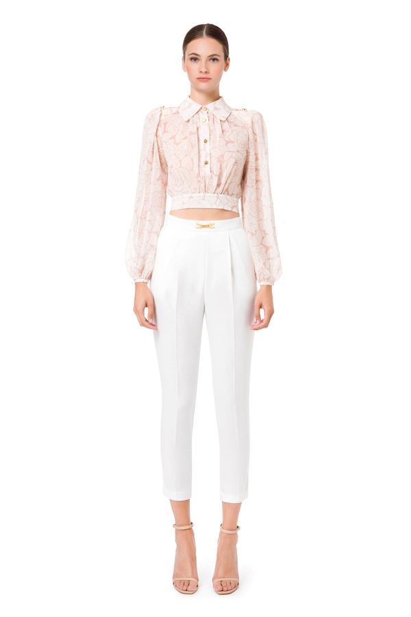 Short blouse with balloon sleeves - Elisabetta Franchi® Outlet