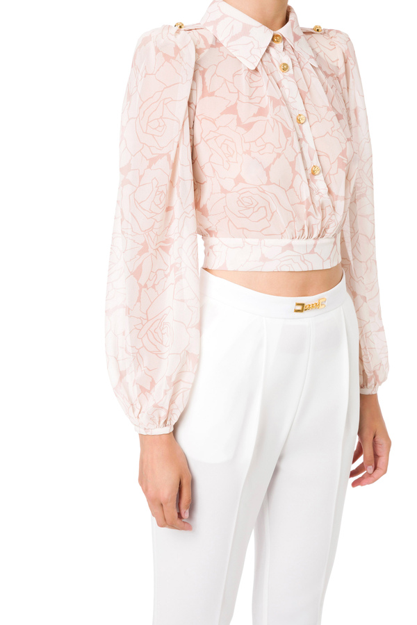 Short blouse with balloon sleeves - Elisabetta Franchi® Outlet