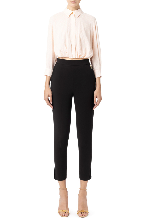 Chemise crop en viscose imprimée - Elisabetta Franchi® Outlet
