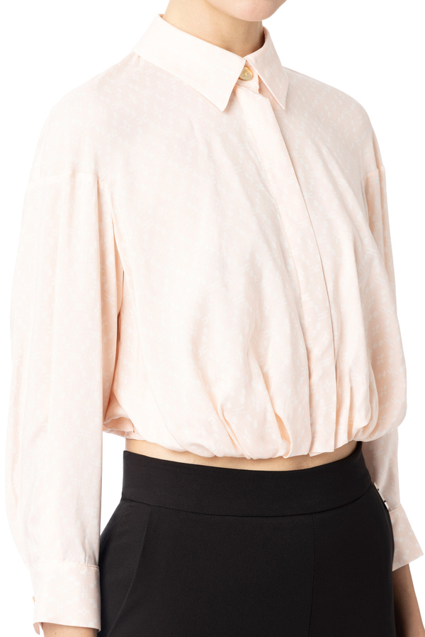 Chemise crop en viscose imprimée - Elisabetta Franchi® Outlet